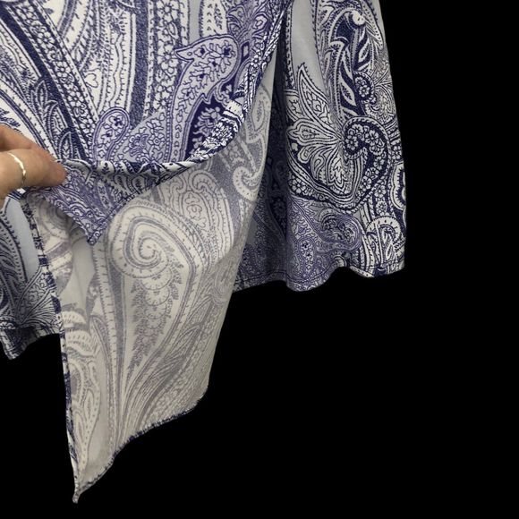 Chicos the Ultimate Tee Purple & White Paisley Tunic Top, Handkerchief Hem SZ 3 - Picture 6 of 9